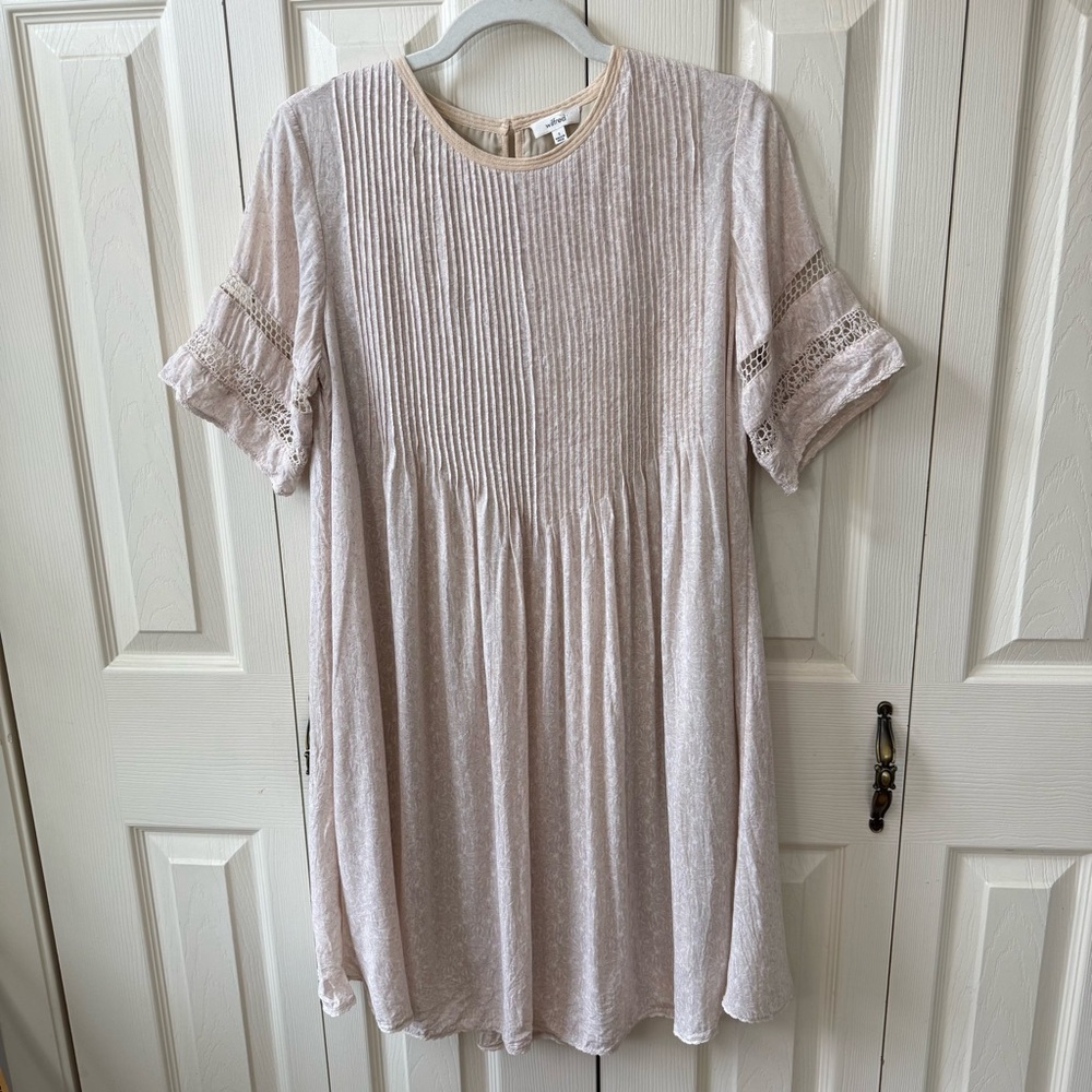 Aritzia Wilfred Sonore Dress Babydoll Silhouette Pintuck Pleats Womens Size S